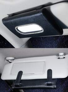 1pc Rhinestone Decor Car Sun Visor Tissue Box - Multicolor - View 4