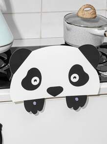 1pc Aluminum Splash Guard, Cartoon Panda Pattern Sink Board Protector With Attached Sucker For Bathroom & Kitchen - Black and White - View 3