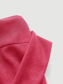 SHEIN Privé Solid Backless Halter Neck Bodycon Dress - Hot Pink - View 4