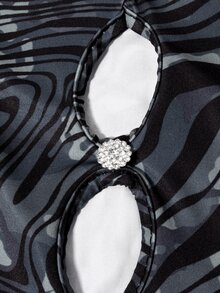 Đầm Cắt ra Tất cả trên in Thanh lịch - màu đen - Xem 5