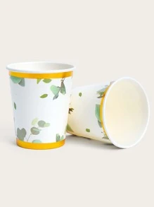 10入組/套紙質一次性杯子田園葉子圖案外出杯適用於生日派對咖啡廳小酒館和商務