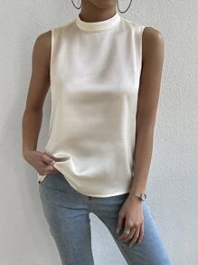 Zolique Draped Back Satin Blouse - Apricot - View 7