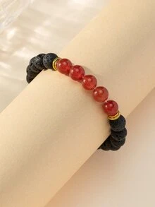 Minimalist Beaded Bracelet - Black - View 2