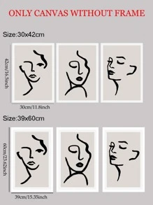 3入組抽象人物圖案無框畫 - 彩色 - 查看 6