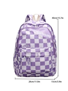 女孩格紋和字母圖案功能背包 - 彩色 - 查看 3