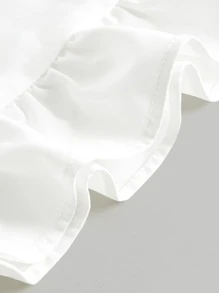 SHEIN MOD Sweetheart Neck Puff Sleeve Ruffle Trim Blouse - White - View 3