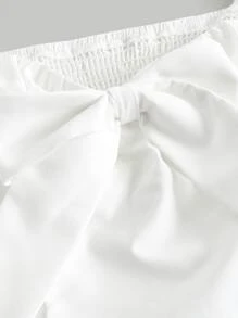 SHEIN MOD Sweetheart Neck Puff Sleeve Ruffle Trim Blouse - White - View 4