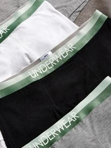 男士5入組腰部字母條帶平角內褲 - 彩色 - 查看 3