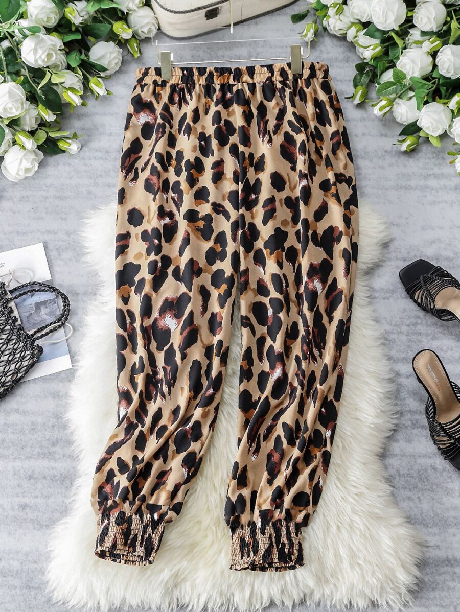 Mulvari 大碼滿版印花抽褶邊長褲 - 彩色 - 查看 1