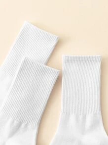 5 pares Calcetines de tripulación unicolor - Blanco - Ver 2