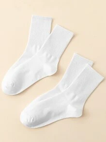 5 pares Calcetines de tripulación unicolor - Blanco - Ver 4