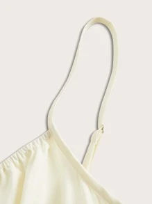 ROMWE Solid Tie Front Ruffle Hem Cami Dress - Apricot - View 4