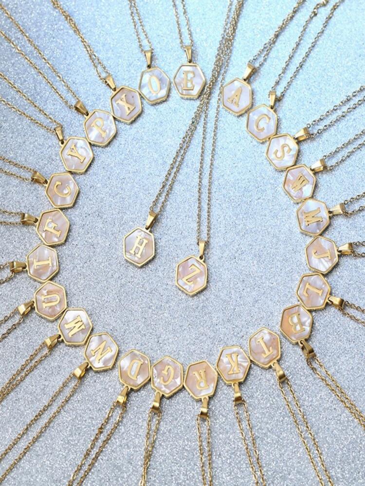 1pc Letter Graphic Geometric Decor Necklace