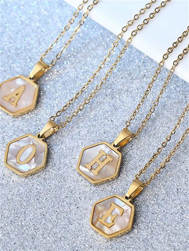 1pc Letter Graphic Geometric Decor Necklace