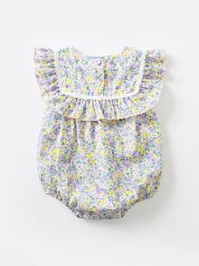 Bộ đồ liền thân in hoa nơ mùa hè cho bé gái có mũ siêu dễ thương - Nhiều màu - Xem 2