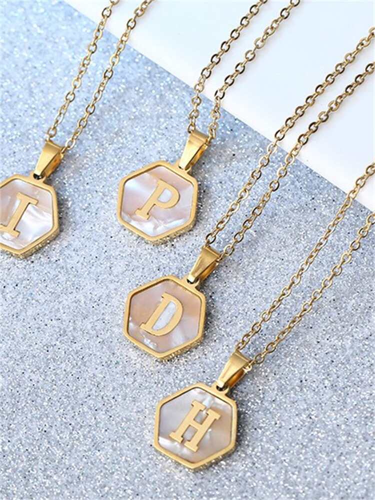 1pc Letter Graphic Geometric Decor Necklace