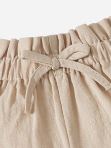 Baby Girl Bow Front Paperbag Waist Shorts