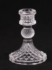 1pc Glass Candle Holder, Creative Clear Candle Stand For Home - Clear - View 1