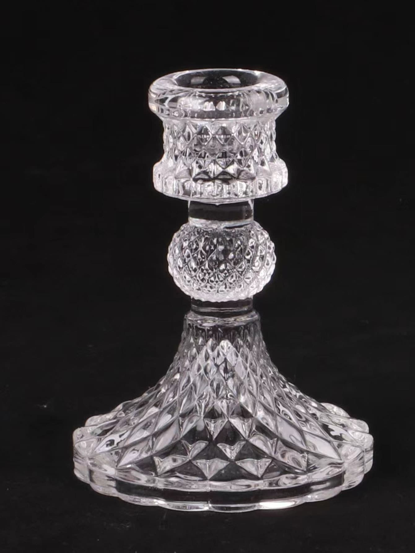 1pc Glass Candle Holder, Creative Clear Candle Stand For Home - Clear - View 1