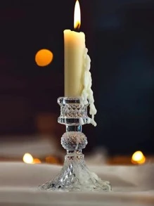 1pc Glass Candle Holder, Creative Clear Candle Stand For Home - Clear - View 6