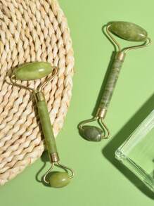 Natural Jade Roller Guasha Skin Scraper Facial Set Gua Sha Stone Firming Anti-Aging Eyes Massager Neck Anti Wrinkle,Beauty,Skin Care Products,Spa,Self Care,Skin Care Tools,Face Care,Esthetician Supplies,Massage,Face Massage Tool,Face Roller - Green - View 11