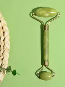 Natural Jade Roller Guasha Skin Scraper Facial Set Gua Sha Stone Firming Anti-Aging Eyes Massager Neck Anti Wrinkle,Beauty,Skin Care Products,Spa,Self Care,Skin Care Tools,Face Care,Esthetician Supplies,Massage,Face Massage Tool,Face Roller - Green - View 5