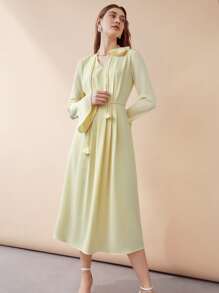 MOTF PREMIUM Đầm Midi Họa Tiết Hoa 3D - Màu vàng - Xem 4