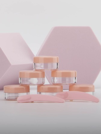 6 botellas vacías de 5 ml de crema y 2 raspadores, con tapas para bálsamos labiales, cremas, maquillaje, cosméticos, muestras, ungüentos y otros productos de belleza.