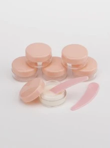 6入組5ML空膏霜分裝瓶和2入組刮刀，帶蓋，適用於潤唇膏、面霜、彩妝、化妝品、樣品、軟膏和其他美容產品