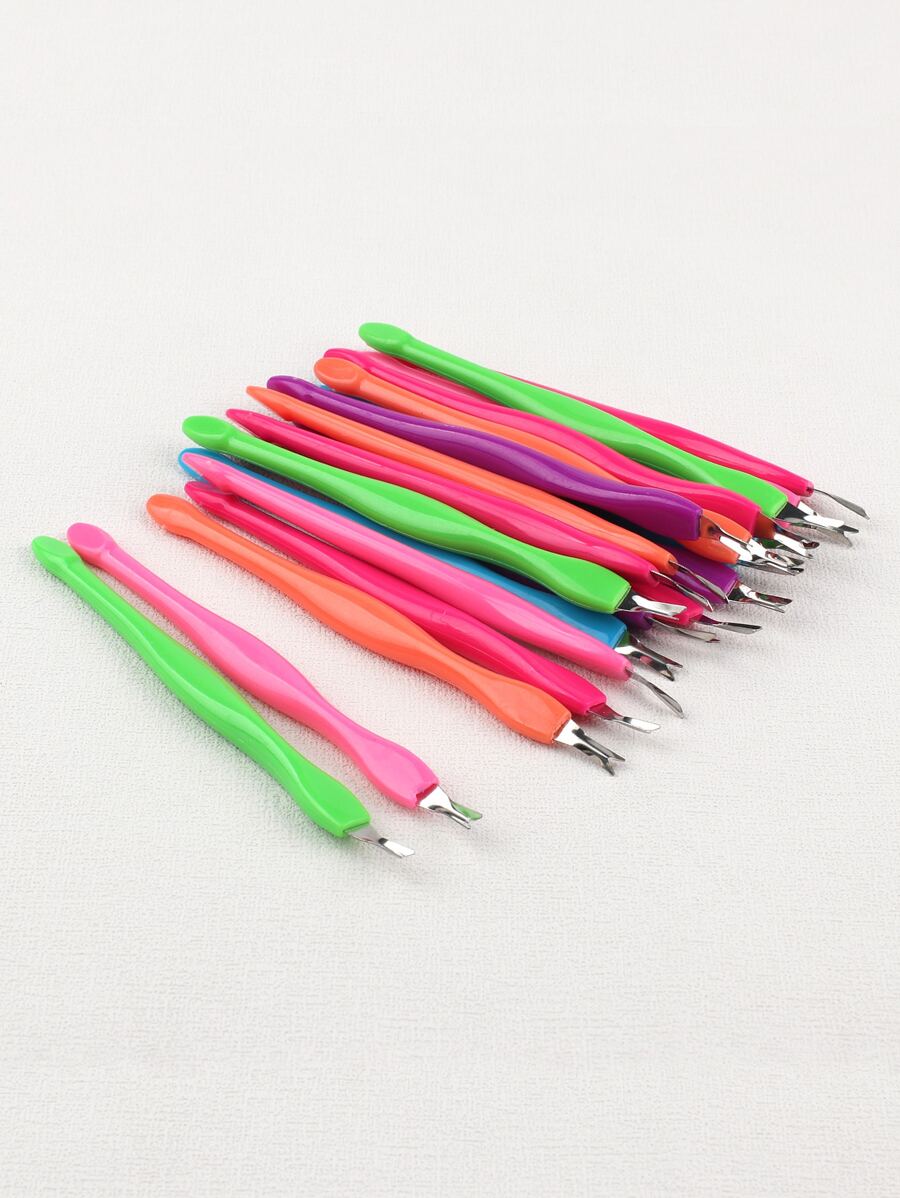 20pcs Colorful Nail Cuticle Trimmer Remover Plastic Handle Cuticle