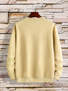 Manfinity Homme 男士字母和波浪印花套頭衫 - 卡其色 - 查看 2