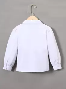 Young Girl Button Front Statement Collar Bow Front Blouse,Holiday,Summer,Travel - White - View 2