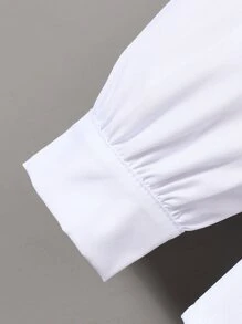 Young Girl Button Front Statement Collar Bow Front Blouse,Holiday,Summer,Travel - White - View 3