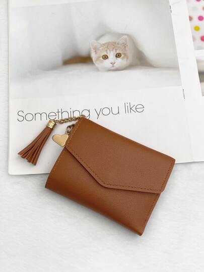 Tassel Decor Credit Card Small ID Window Slim Women Wallet Mini Thin Lightweight Multi Layer Hasp Cash Portable Minimalist Fashion Modern Business Anniversary On Valentine Day For Birthday Gift Women Girls Lady Female Gift Bag Present Business Casual School Supplies Teacher Gifts Back To School For Women Wallet Purse Wallet Small Wallet