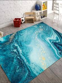 1入組金屬大理石圖案地毯現代矩形布藝家居地毯 - 彩色 - 查看 4