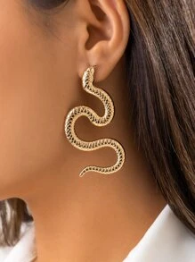 1pair Serpentine Stud Earrings - Yellow Gold - View 1