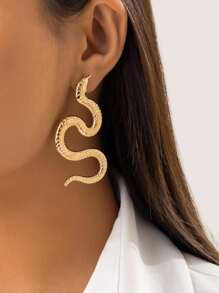 1pair Serpentine Stud Earrings - Yellow Gold - View 3