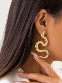 1pair Serpentine Stud Earrings - Yellow Gold - View 4