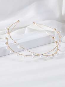 Băng đô trang trí ngọc trai giả - Hoa hồng vàng - Xem 3