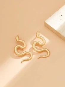 1pair Serpentine Stud Earrings - Yellow Gold - View 5