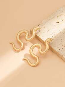 1pair Serpentine Stud Earrings - Yellow Gold - View 6