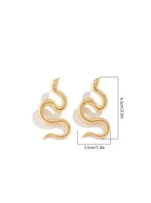 1pair Serpentine Stud Earrings - Yellow Gold - View 7