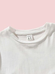 SHEIN Girls Cartoon Graphic Drop Shoulder Tee - White - View 4