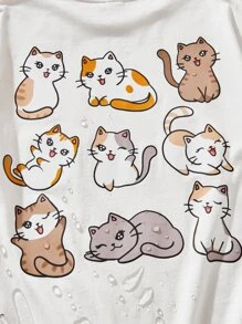 SHEIN Girls Cartoon Graphic Drop Shoulder Tee - White - View 5