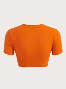 SHEIN ICON Bikercore字母補丁細節超短款T恤 - 彩色 - 查看 2