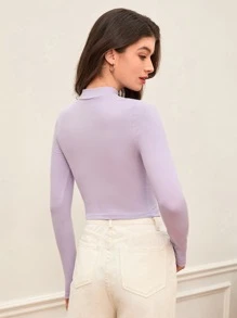 SHEIN BASICS Camiseta corta tejido de canalé