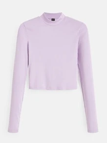 SHEIN BASICS Camiseta corta tejido de canalé