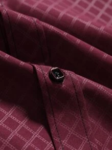 Manfinity Homme Men Argyle Jacquard Button Up Shirt - Burgundy - View 6