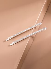 2pcs Rhinestone Decor Bobby Pin