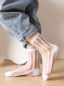 5雙小女童愛心圖案中筒襪 - 白色 - 查看 6